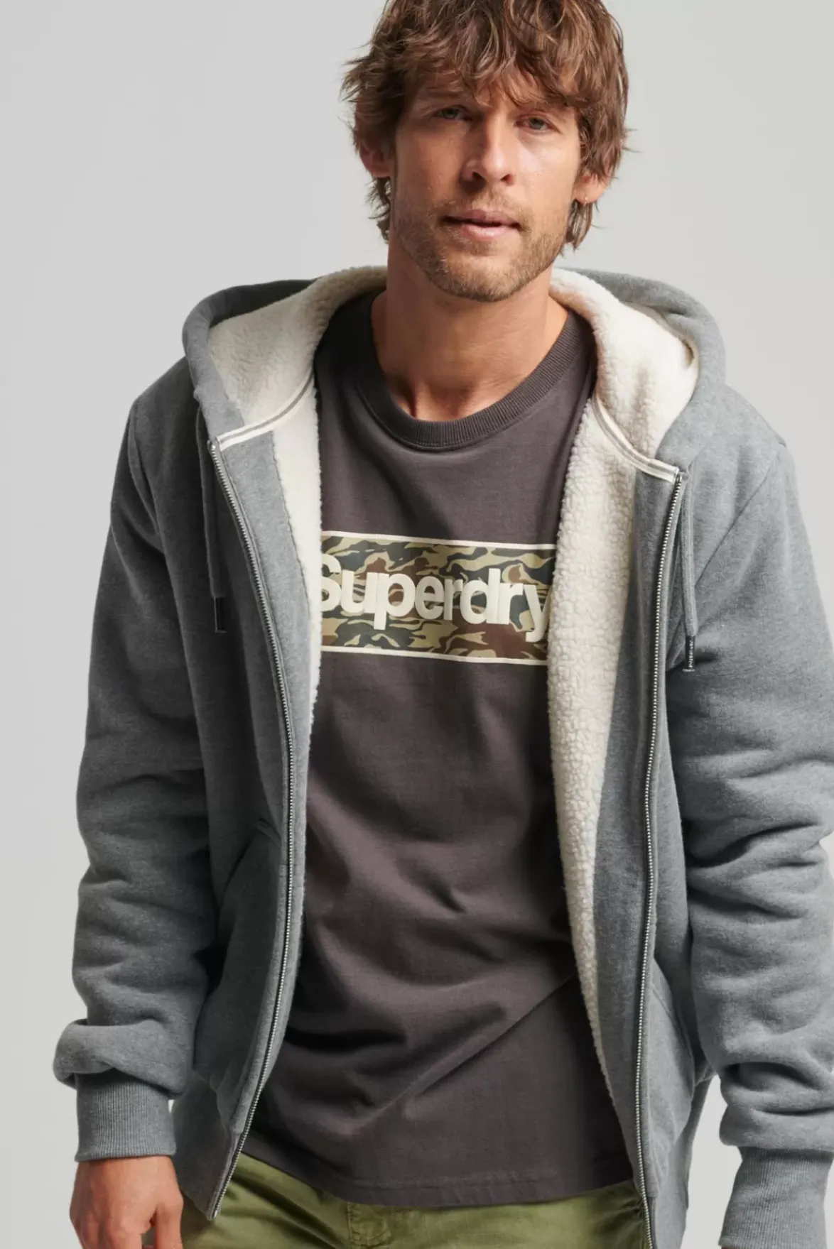 Superdry Borg Lined Zip Hood